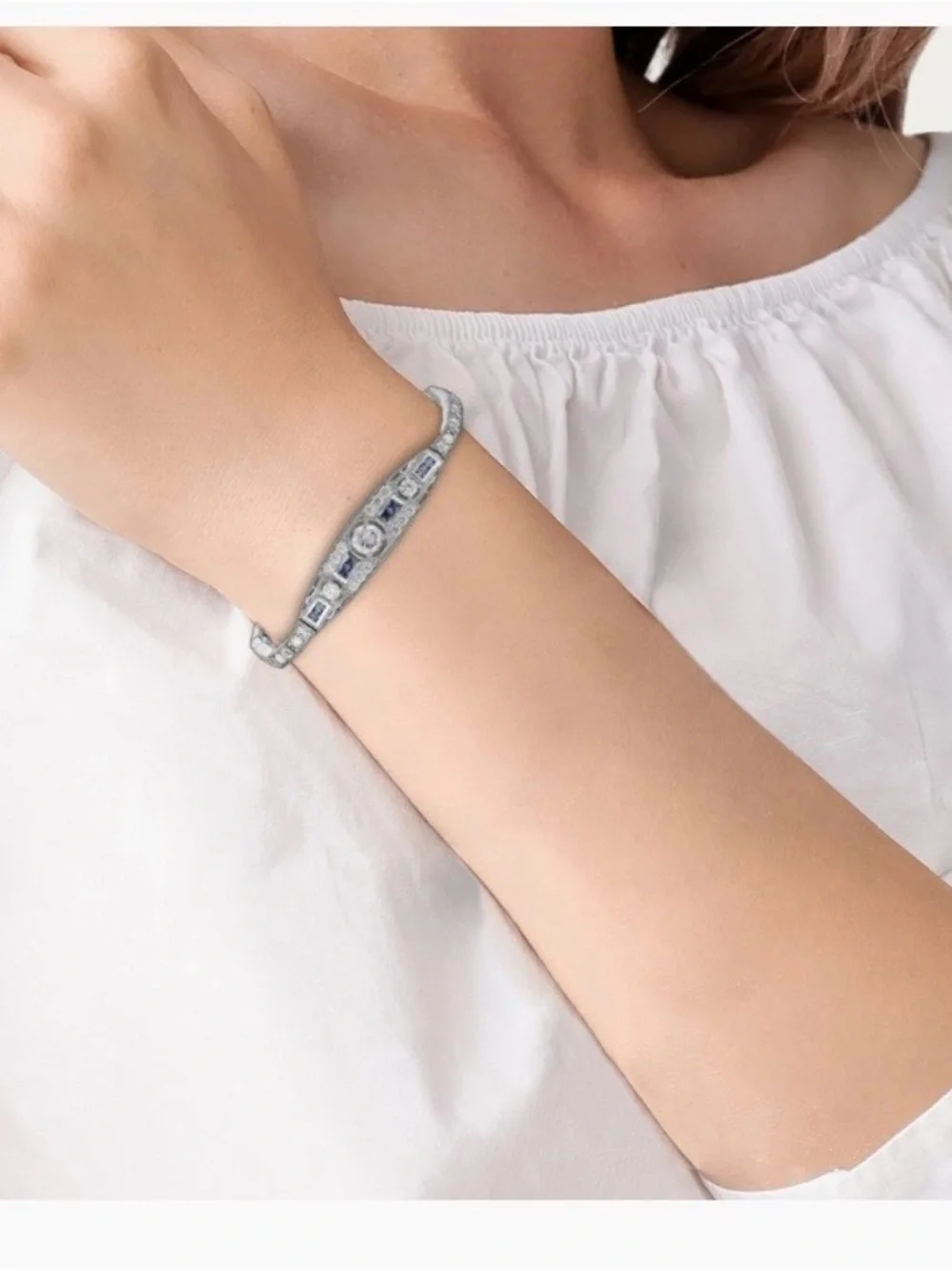 🌸JTV21 - Vanna K Blue and White Cubic Zirconia Simulants Bracelet💎🛍️